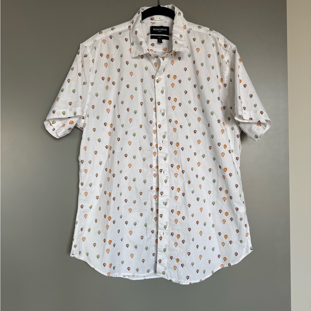 Bonobos Riviera White Button Down Shirt with Multicolor Balloon Pattern